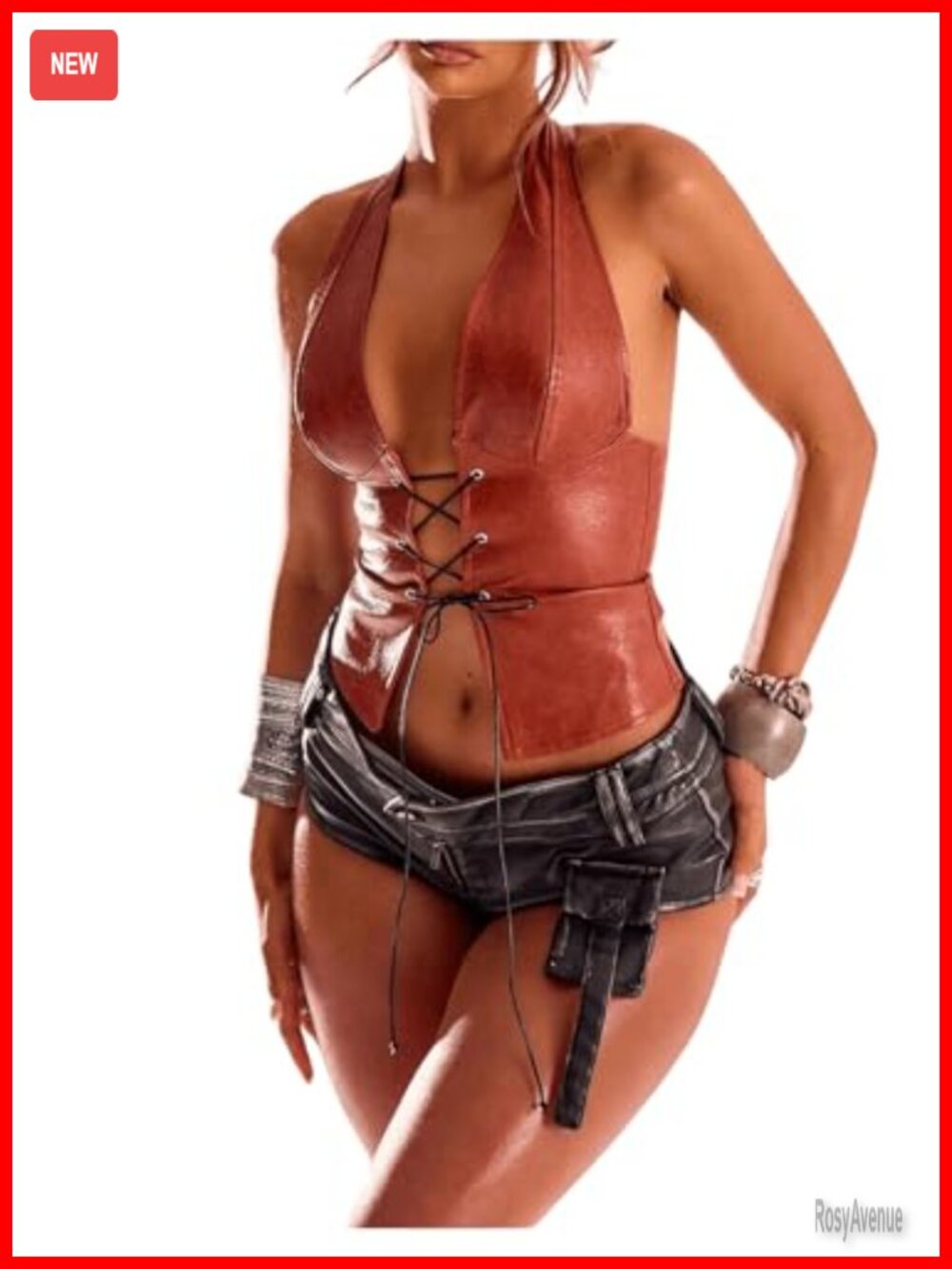 Women's Lace Up Front Corset Halter Tank Top Sleeveless Y2k Country Concert